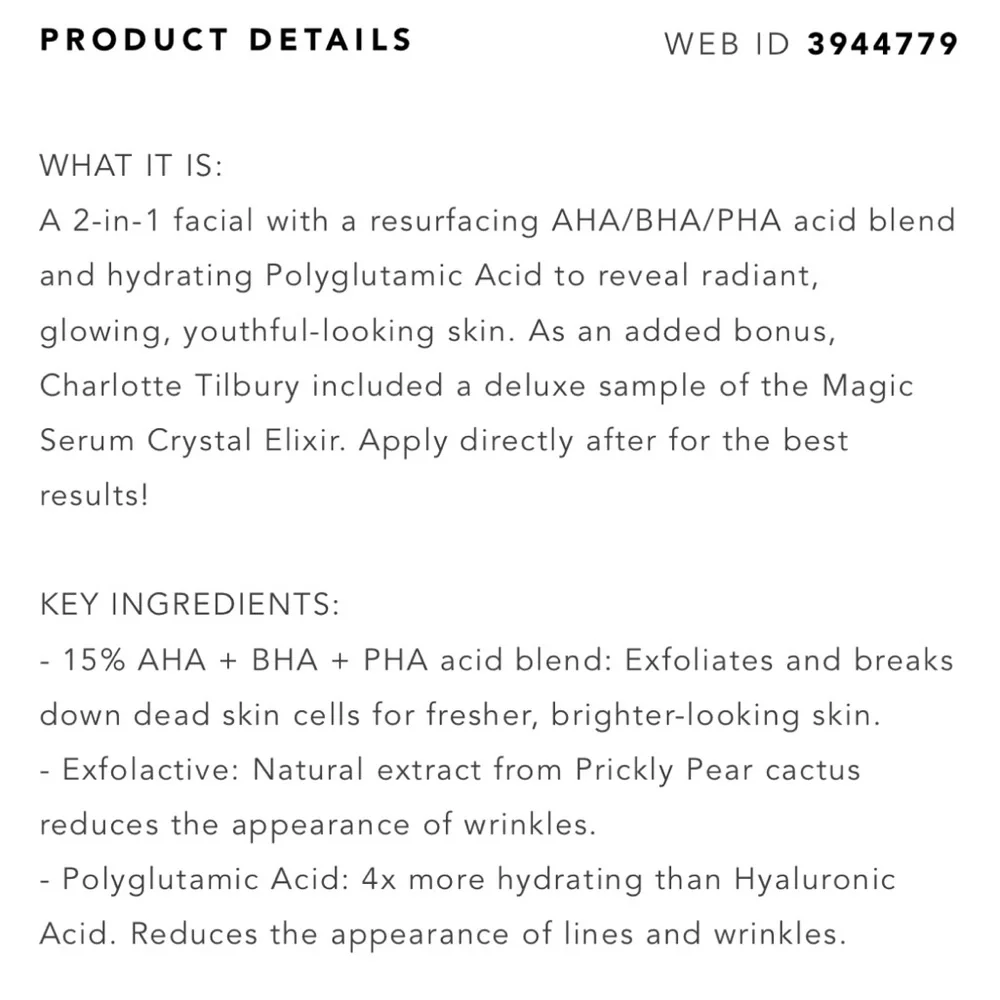 New - Charlotte Tilbury Exfoliating Face Mask
